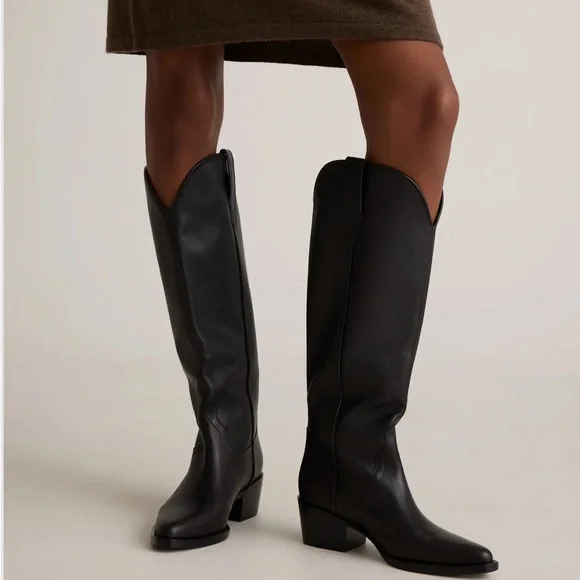 Quince Italian Leather Tall Western Boots - Picture 3 of 5